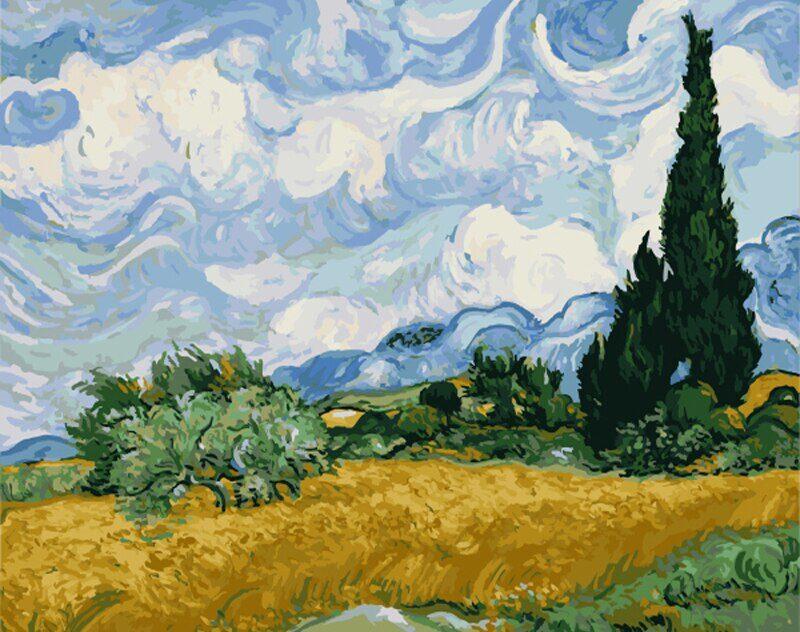 10 Popular Paint By Number Kits 4 Wheat Field Cypresses Painting